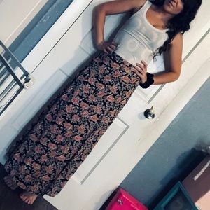 American Eagle long floral black skirt